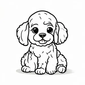 minik poddle köpek boyama, child friendly, cute, no violence, clean lines